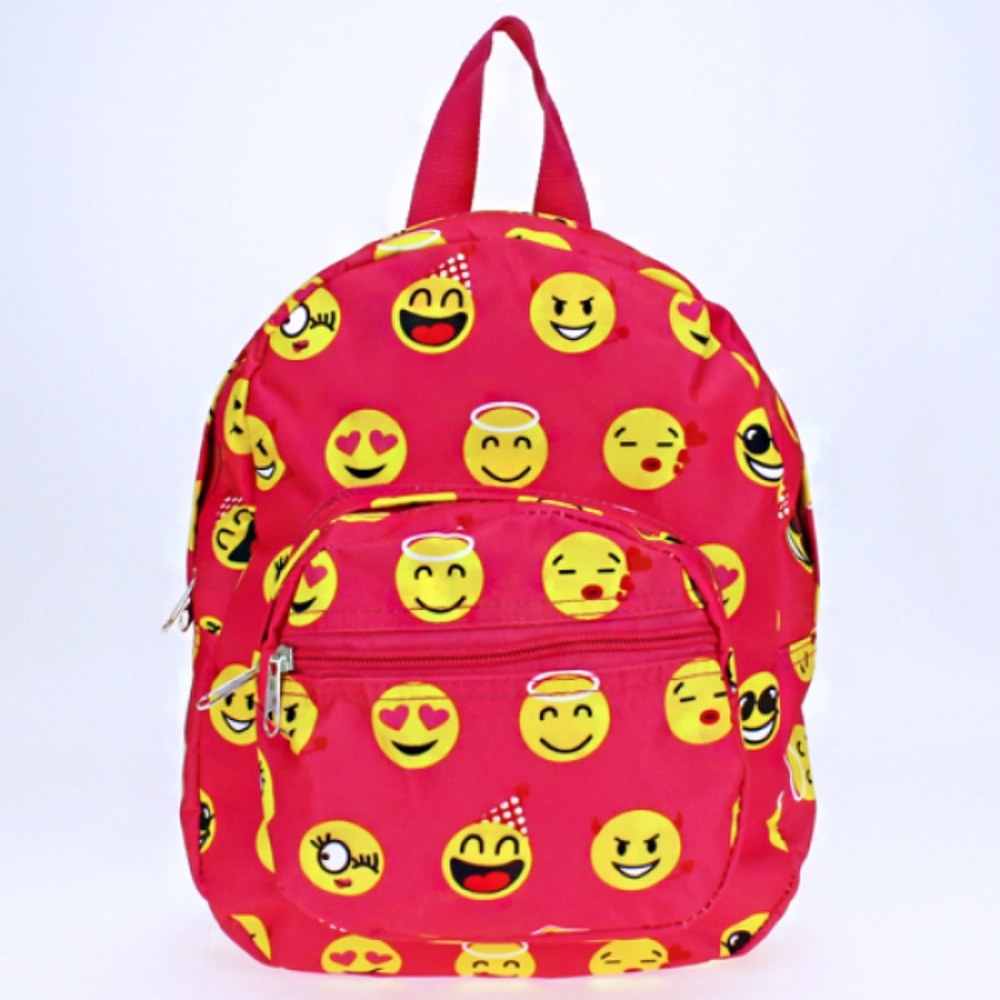 Emoji Print Mini Backpack Purse Hot Pink